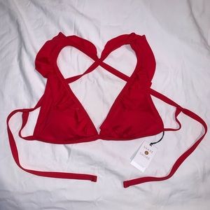 NWT red ruffle bikini top